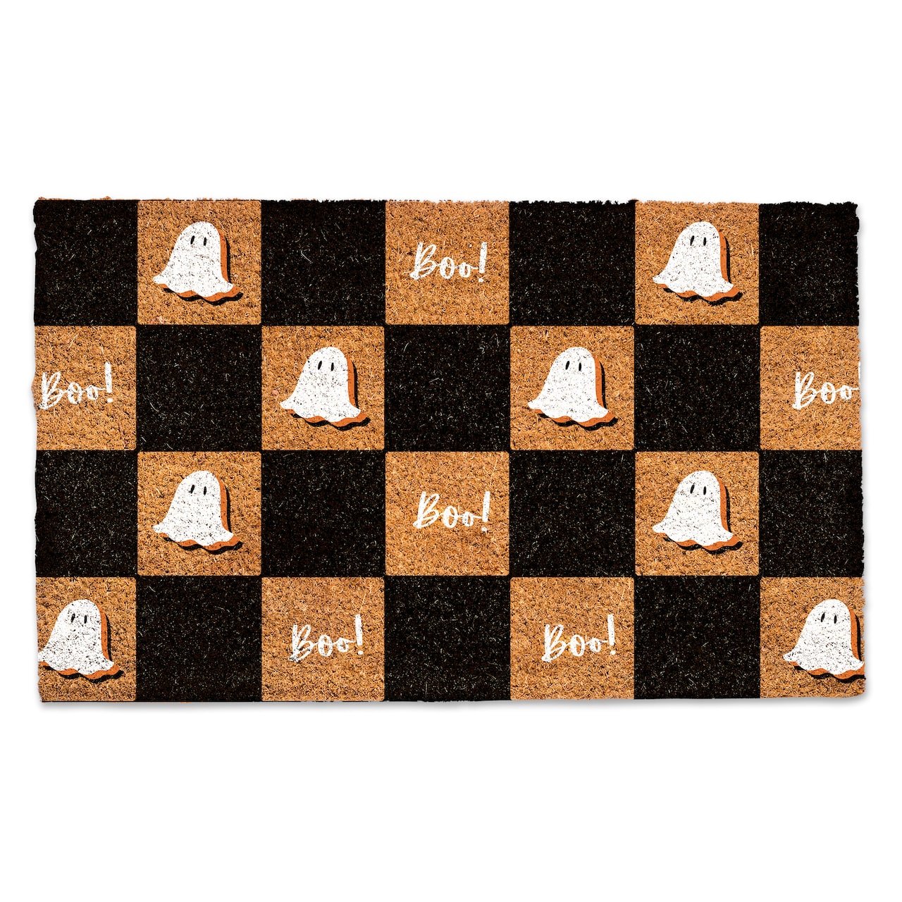 Boo Ghost Check Pattern 30" x 18" Door Mat